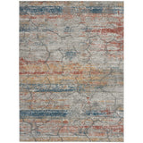 Rustic Textures RUS11 Modern Abstract Distressed Shimmer Carved Hi-Low Textured Durable Polyblend Short-Pile Grey/Rust/Ochre/Blue/Multicolour Rug