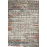 Rustic Textures RUS12 Modern Abstract Distressed Shimmer Carved Hi-Low Textured Durable Polyblend Short-Pile Grey/Taupe/Blue/Rust/Ivory/Multicolour Rug