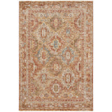 Sahar SHR01 Traditional Persian Vintage Distressed Ornate Border Soft-Touch Polyester Low Profile Short Pile Rust Rug
