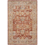 Sahar SHR02 Traditional Persian Vintage Distressed Floral Ornate Medallion Border Soft-Touch Polyester Low Profile Short Pile Rust Rug
