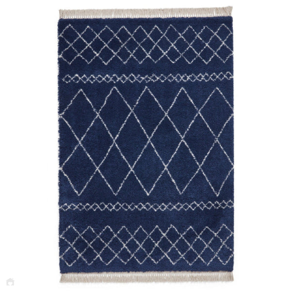 ScandiBoho RL02 Modern Moroccan Berber Soft Plush Shaggy Navy Blue Rug