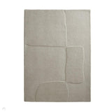 Sculptured Boulder Modern Plain Abstract Hand-Woven Carved 3D Effect Hi-Lo Wool Cream Rug