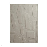 Sculptured Stone Modern Plain Abstract Hand-Woven Carved 3D Effect Hi-Lo Wool Oatmeal Rug