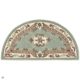 Shensi Traditional Floral Aubusson Medallion Border French-Style Hand-Carved Hi-Low Textured Soft Durable Wool Green Semi-Circle Half Moon Hearth Rug