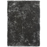 Shimmer Sparkle Soft Plain Silky Fine Yarn Polyester Shaggy Charcoal Rug