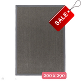 Sisal Border Plain Hand-Woven Textured Natural Fibre Flatweave Dark Grey/Grey Border Rug 200x290cm