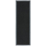 Sisal Modern Plain Cotton Border Natural-Fibre Ribbed Textured Flatweave Black/Steel Grey Runner