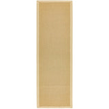 Sisal Modern Plain Cotton Border Natural-Fibre Ribbed Textured Flatweave Natural/Linen Runner