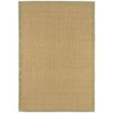Sisal Modern Plain Cotton Border Natural-Fibre Ribbed Textured Flatweave Natural/Sage Green Rug