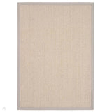 Sisal & Wool Boucle Border Plain Hand-Woven Textured Natural Fibre Chunky Flatweave Beige with Soft Grey Border Rug