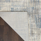 Solace SLA03 Modern Abstract Distressed Textured Hi-Lo Durable Easy-Care Polyblend Low-Profile Short Pile Ivory/Grey/Blue Runner
