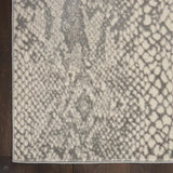 Solace SLA06 Modern Abstract Distressed Textured Hi-Lo Durable Easy-Care Polyblend Low-Profile Short Pile Ivory/Grey Runner