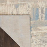 Solace SLA08 Modern Abstract Distressed Textured Hi-Lo Durable Easy-Care Polyblend Low-Profile Short Pile Ivory/Grey/Blue Runner