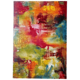 Sunrise 20754 Modern Abstract Dawns Embrace Carved Textured Soft Durable Easy-Care Polypropylene Short-Pile Multicolour/Green/Red/Yellow/Orange/Blue Rug