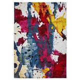 Sunrise 9349A Modern Abstract Colour-Burst Carved Textured Soft Durable Easy-Care Polypropylene Short-Pile Red/Blue/Multicolour Rug