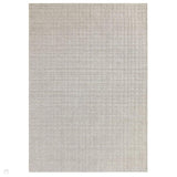 Thatch Modern Plain Geometric Grid Hand-Woven Textured Hi-Lo Ribbed Loop Pile Low-Profile Wool-Blend Greige Mist Rug