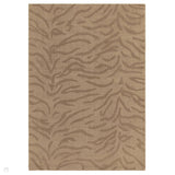 Tigra Modern Animal Inspired Textured Hand-Woven Carved Hi-Lo Ribbed Cut & Loop Wool Mocha Rug