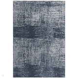 Torino Modern Abstract Distressed Shimmer Tonal Textured Hi-Low Soft Wool Loop & Viscose Flatweave Petrol Blue/Silver/Off White/Steel Blue Rug