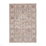 Vintage 35027 Traditional Persian Koum Distressed Floral Vine Border Soft Carved Textured Polypropylene Beige/Brown/Cream/Blue Rug