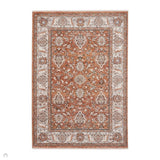 Vintage 35027 Traditional Persian Koum Distressed Floral Vine Border Soft Carved Textured Polypropylene Terracotta/Beige/Cream/Blue Rug