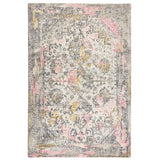 Vogue Traditional Persian Vintage Distressed Soft-Touch Hand-Knitted Ribbed Textured Polyester Low Profile Short Pile Beige/Cream/Pink/Ochre/Grey Rug
