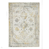Vogue Traditional Persian Vintage Distressed Soft-Touch Hand-Knitted Ribbed Textured Polyester Low Profile Short Pile Light Grey/Ochre/Beige/Cream/Multicolour Rug
