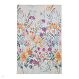 Washable Catherine Lansfield Country Floral Lightweight Printed Polyester Flatweave Cream/Yellow/Coral/Lilac Rug