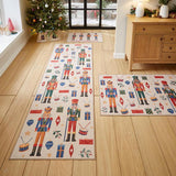 Washable Christmas Nutcracker Multi Flatweave Rug