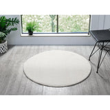 Washable Comfy Plain CMF00 Cream Round Rug