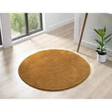 Washable Comfy Plain CMF00 Gold Round Rug
