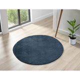Washable Comfy Plain CMF00 Navy Round Rug