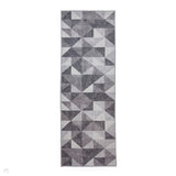 Washable Coral H1057 Modern Geometric Lightweight Printed Polyester Flatweave Grey Runner
