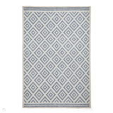 Washable Coral H1058 Modern Distressed Geometric Diamond Textured Recycled Lightweight Printed Polyester Flatweave Blue Rug