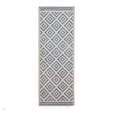 Washable Coral H1058 Modern Distressed Geometric Diamond Textured Recycled Lightweight Printed Polyester Flatweave Blue Runner