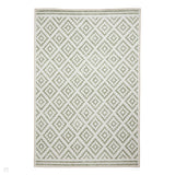 Washable Coral H1058 Modern Distressed Geometric Diamond Textured Recycled Lightweight Printed Polyester Flatweave Green Rug