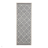 Washable Coral H1058 Modern Distressed Geometric Diamond Textured Recycled Lightweight Printed Polyester Flatweave Grey Runner