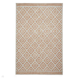 Washable Coral H1058 Modern Distressed Geometric Diamond Textured Recycled Lightweight Printed Polyester Flatweave Yellow Rug