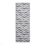 Washable Coral H1059 Modern Geometric Lightweight Printed Polyester Flatweave Grey Runner