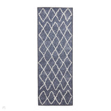 Washable Coral H1060 Modern Geometric Lightweight Printed Polyester Flatweave Blue Runner