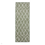 Washable Coral H1060 Modern Geometric Lightweight Printed Polyester Flatweave Green Runner