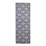Washable Coral H1062 Modern Geometric Lightweight Printed Polyester Flatweave Blue Runner