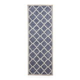 Washable Coral H1063 Modern Distressed Geometric Lattice Textured Recycled Lightweight Printed Polyester Flatweave Blue Runner