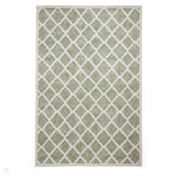 Washable Coral H1063 Modern Distressed Geometric Lattice Textured Recycled Lightweight Printed Polyester Flatweave Green Rug