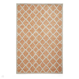 Washable Coral H1063 Modern Distressed Geometric Lattice Textured Recycled Lightweight Printed Polyester Flatweave Yellow Rug