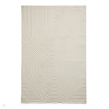 Washable Flores 1924 Modern Plain Geometric Spiral Soft-Touch Textured Carved Hi-Lo Eco-Recycled Polyester Cream/Ivory Rug