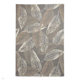 Washable Flores 1925 Modern Floral Leaf Verdant Soft-Touch Textured Carved Hi-Lo Eco-Recycled Polyester Grey/Cream/Beige Rug