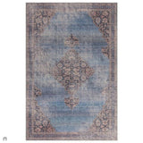 Washable Kaya Dana KY08 Traditional Persian Vintage Distressed Floral Durable Chenille Polyester Flatweave Blue/Brown/Pink/Red Rust/Multicolour Rug