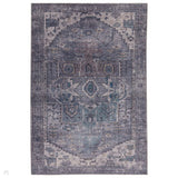 Washable Kaya Noor KY03 Traditional Persian Vintage Distressed Floral Durable Chenille Polyester Flatweave Grey/Blue/Purple/Multicolour Rug