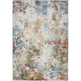 Washable Liberty LIB103 Modern Abstract Distressed Easy-Care Soft Smooth Velvet Touch Polyester Short Pile Flatweave Palette/Ivory/Sky/Teal/Olive/Golden Sand/Rust/Mauve Rug