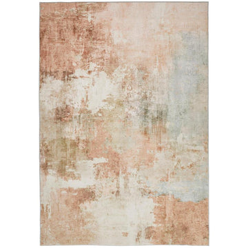 Washable Liberty LIB105 Modern Abstract Distressed Easy-Care Soft Smooth Velvet Touch Polyester Short Pile Flatweave Spring/Ivory/Blush/Peach Coral/Sage/Olive/Blue/Taupe Rug-Concept Looms-Rug Love - The Most Loved Rug Store